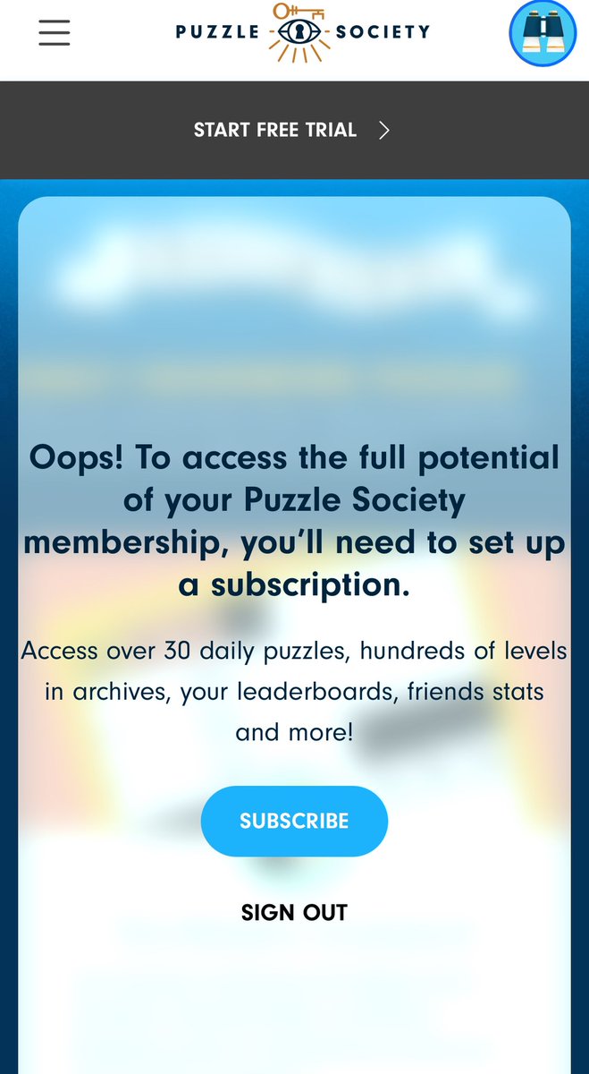 nogve's tweet photo. @thepuzzlesoc I can’t play any games anymore it says without subscribing 😢 . I loved playing your crosswords but don’t want a paid model. Any way we can go back to the old model where at least a couple puzzles are free again? https://t.co/3B5IrC4cLv
