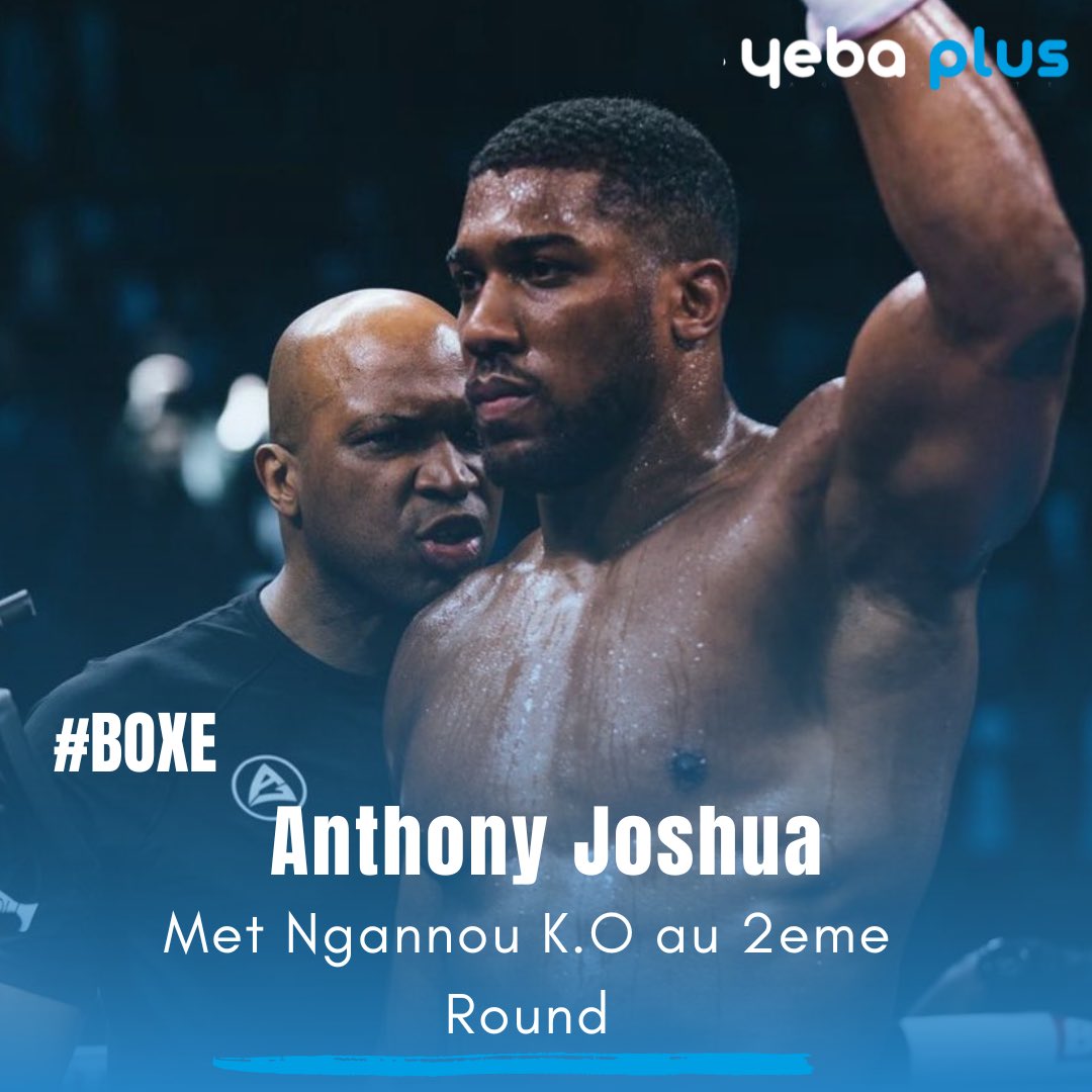PlusYeba's tweet photo. Victoire de Anthony Joshua par K.O face à Francis Ngannou.

Le camerounais n’a résisté que jusqu’au 2eme round 🥶

#nganou #joshua #anthonyjoshua #NgannouJoshua https://t.co/mHGV5rQS7r