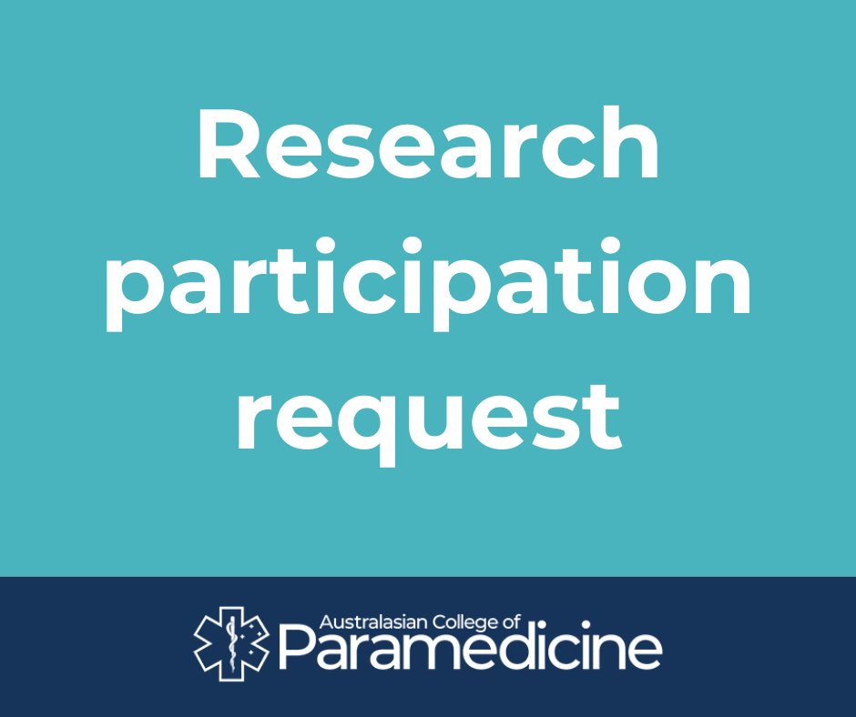 Australasian College of Paramedicine (ACP) (@acparamedicine) on Twitter photo Researchers at <a href="/CharlesSturtUni/">Charles Sturt University</a> are exploring paramedic perceptions of frequent users in Australian ambulance services.
If you're an AHPRA registered Australian paramedic, consider participating in this #ParaResearch at bit.ly/ACP-ResearchBo… Researchers at <a href="/CharlesSturtUni/">Charles Sturt University</a> are exploring paramedic perceptions of frequent users in Australian ambulance services.
If you're an AHPRA registered Australian paramedic, consider participating in this #ParaResearch at bit.ly/ACP-ResearchBo…