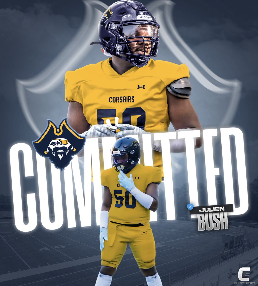 1000% Commited! GO CORSAIRS 🏴‍☠️🏈 Beyond blessed for the opportunity and can’t wait to get at it‼️ @UMASSDCoachSly @CorsairFootball @UMDCoachGacioch @LuHiFootball