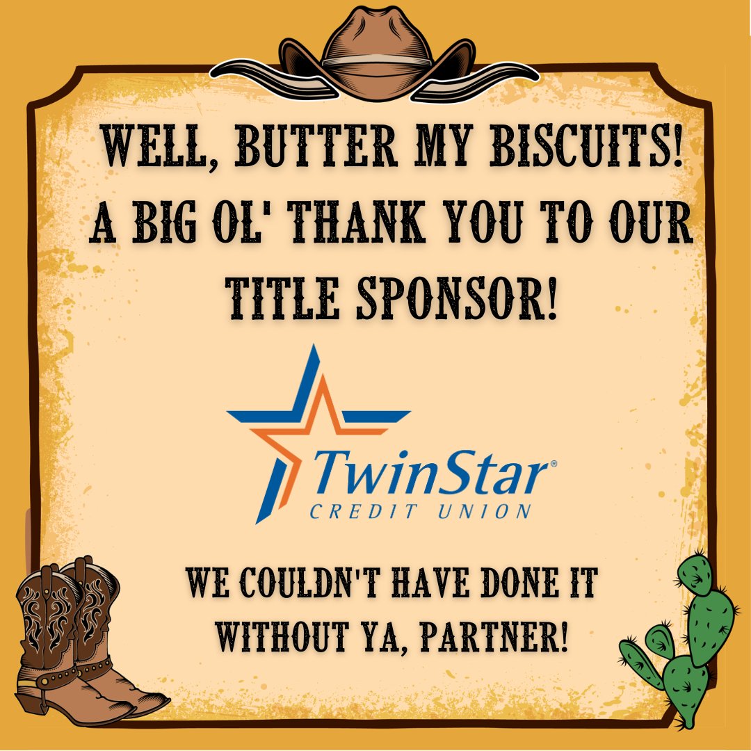 YEEHAW! Howdy y'all! 🤠 We're proud to announce that our wild west shindig is brought to you by none other than the one and only <a href="/TwinStarCU/">TwinStar CU</a>!

We couldn't have done it without ya, Partner! 

Don't forget to get your tickets to this unforgettable hoedown! asapc.ejoinme.org/auction2024
