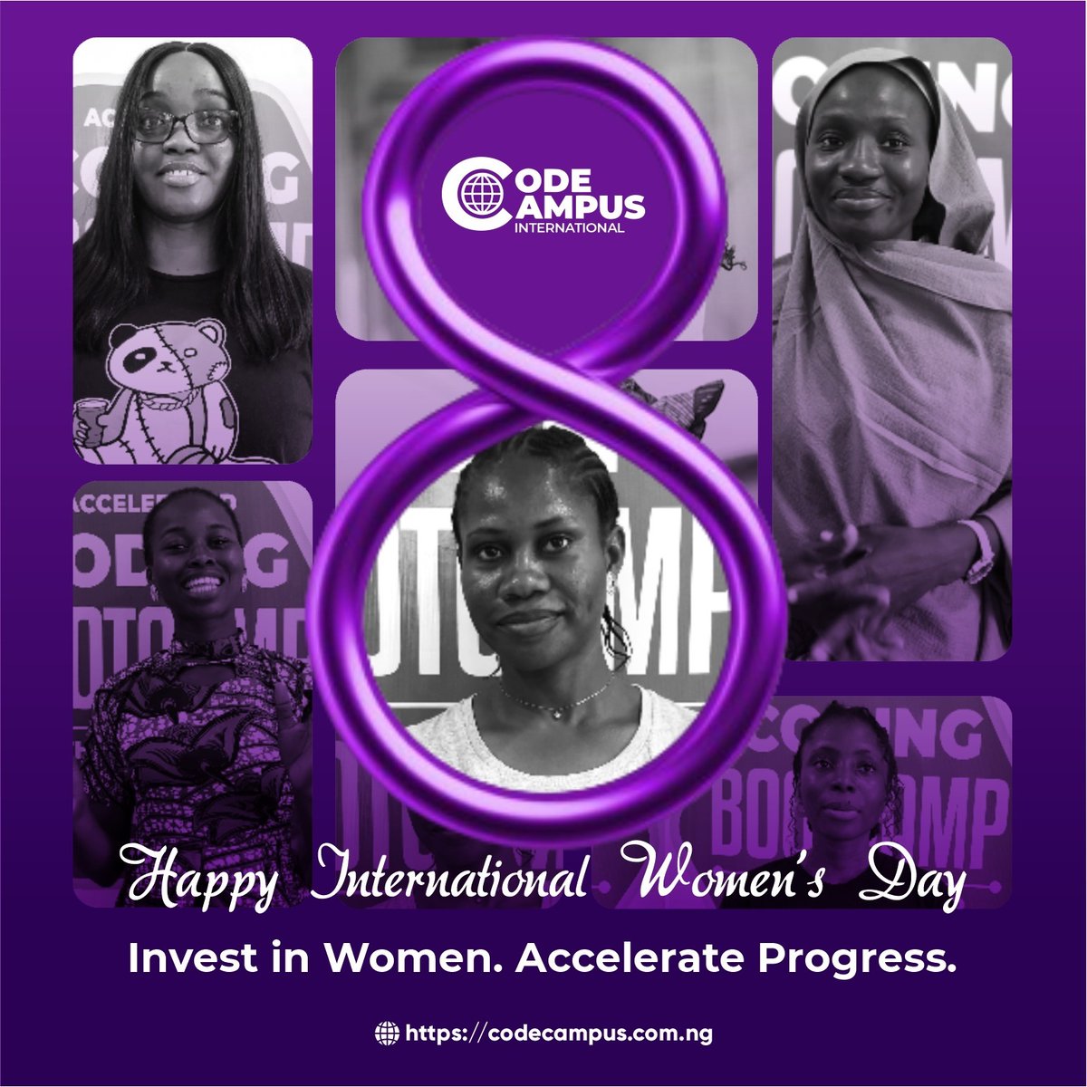 codecampusng's tweet image. Happy International Women's Day! 
Today, let's celebrate the incredible achievements of women worldwide and reaffirm our commitment to investing in their empowerment. By supporting women, we accelerate progress for all. 
#IWD2024 #InvestInWomen #CodeCampus