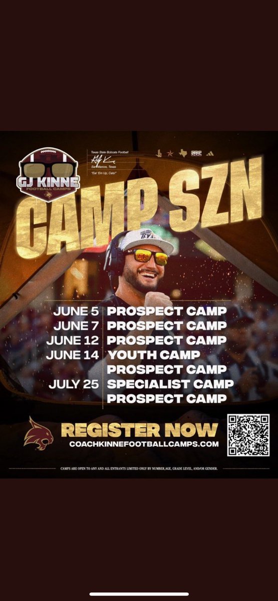 Thank you <a href="/andrewcobus/">Coach Cobus</a> for the amazing opportunity out to <a href="/TXSTATEFOOTBALL/">Texas State Football</a> camp this summer! #TakeBackTexas

<a href="/RecruitsCenTex/">Coach Jimmy Andrews</a> <a href="/CoachQCPProud/">Coach Q</a> 
<a href="/BarksdaleBeau/">Beau Barksdale</a> <a href="/CoachJPerkins/">Coach Perkins</a> 
<a href="/AllenMarrow/">Allen Marrow</a> <a href="/_CoachSanchez/">Coach Steven Sanchez III</a>