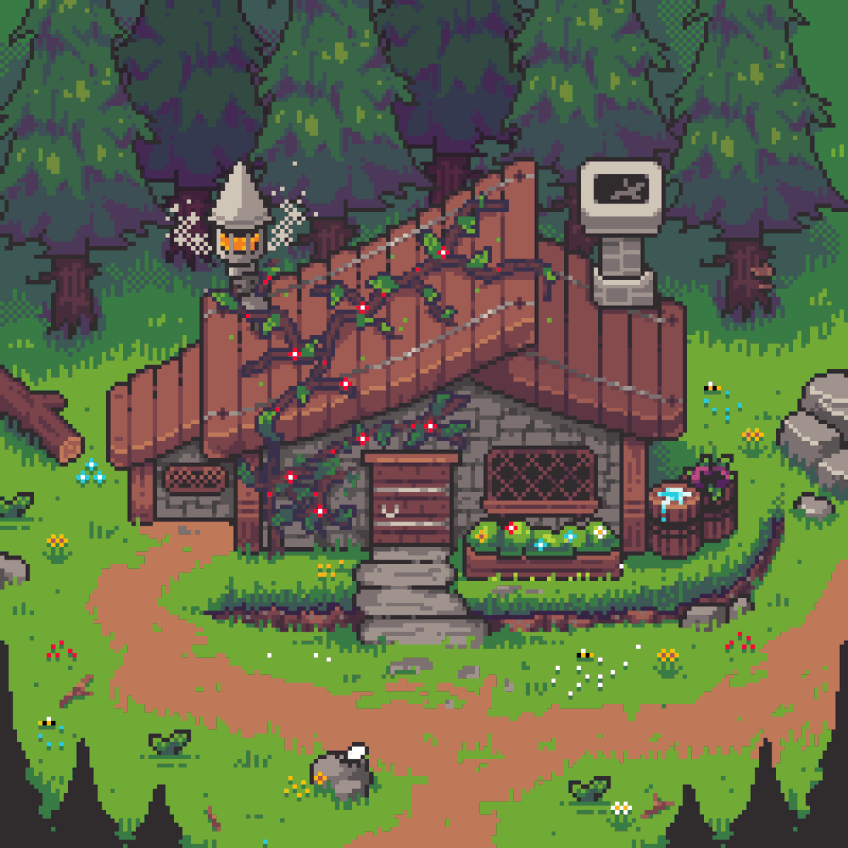 a cabin, inspired by @TransientCode 🙏 #pixelart #pixel