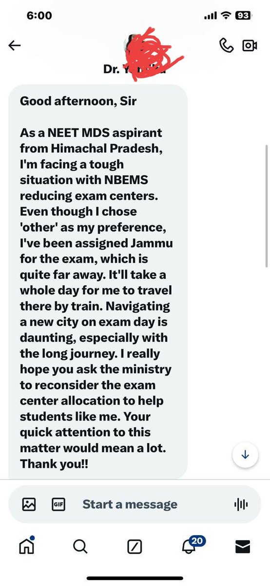 'It's unacceptable that a dental student from Himachal Pradesh has been allotted an exam center in Jammu, disregarding the long distance and potential challenges. Gender and ability to travel should not be overlooked. #RescheduleNEETMDS2024toJULY #JusticeForNEETMDS2024'