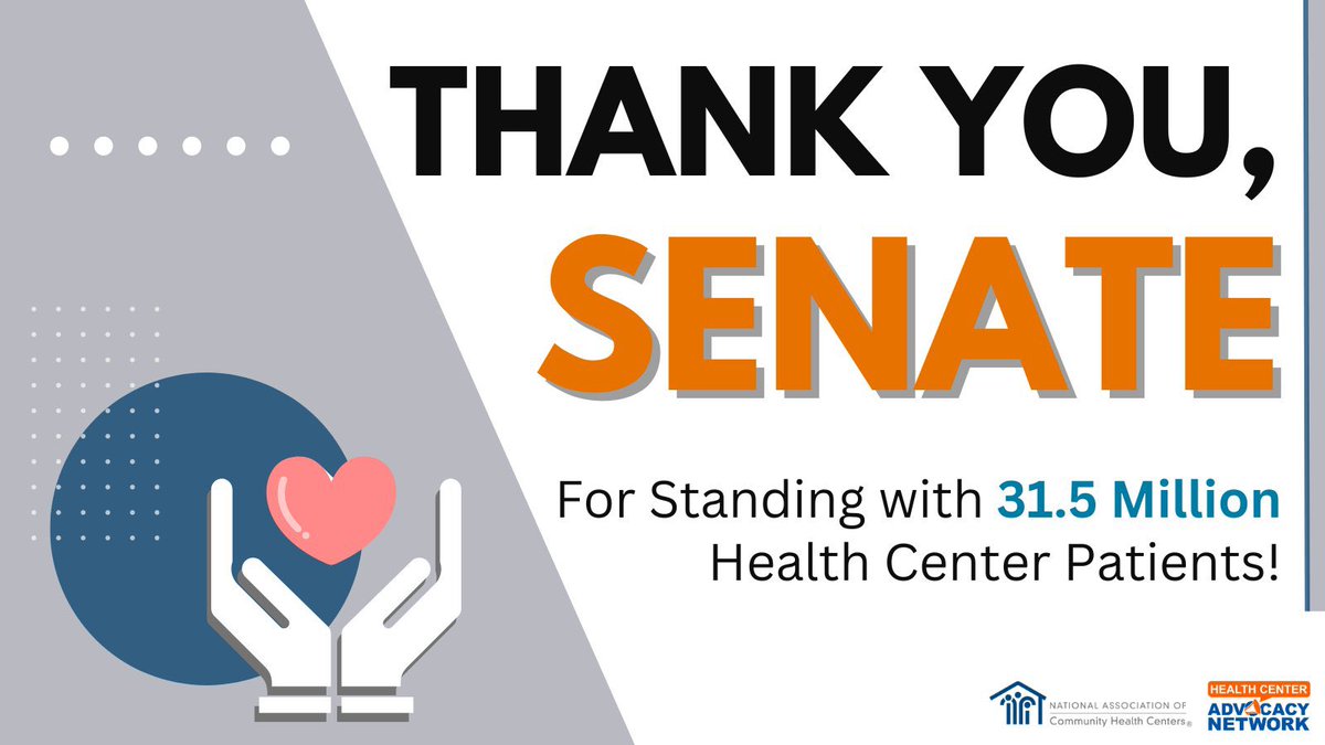 TexasCHCs's tweet photo. The Senate passed a spending pkg 75-22, raising annual funding to $4.4B for health centers, along with workforce programs to train the next generation of primary care teams!
Next up: discretionary (short-term) funding expires March 22. #equityaccessquality https://t.co/FfLNQuA9Zy