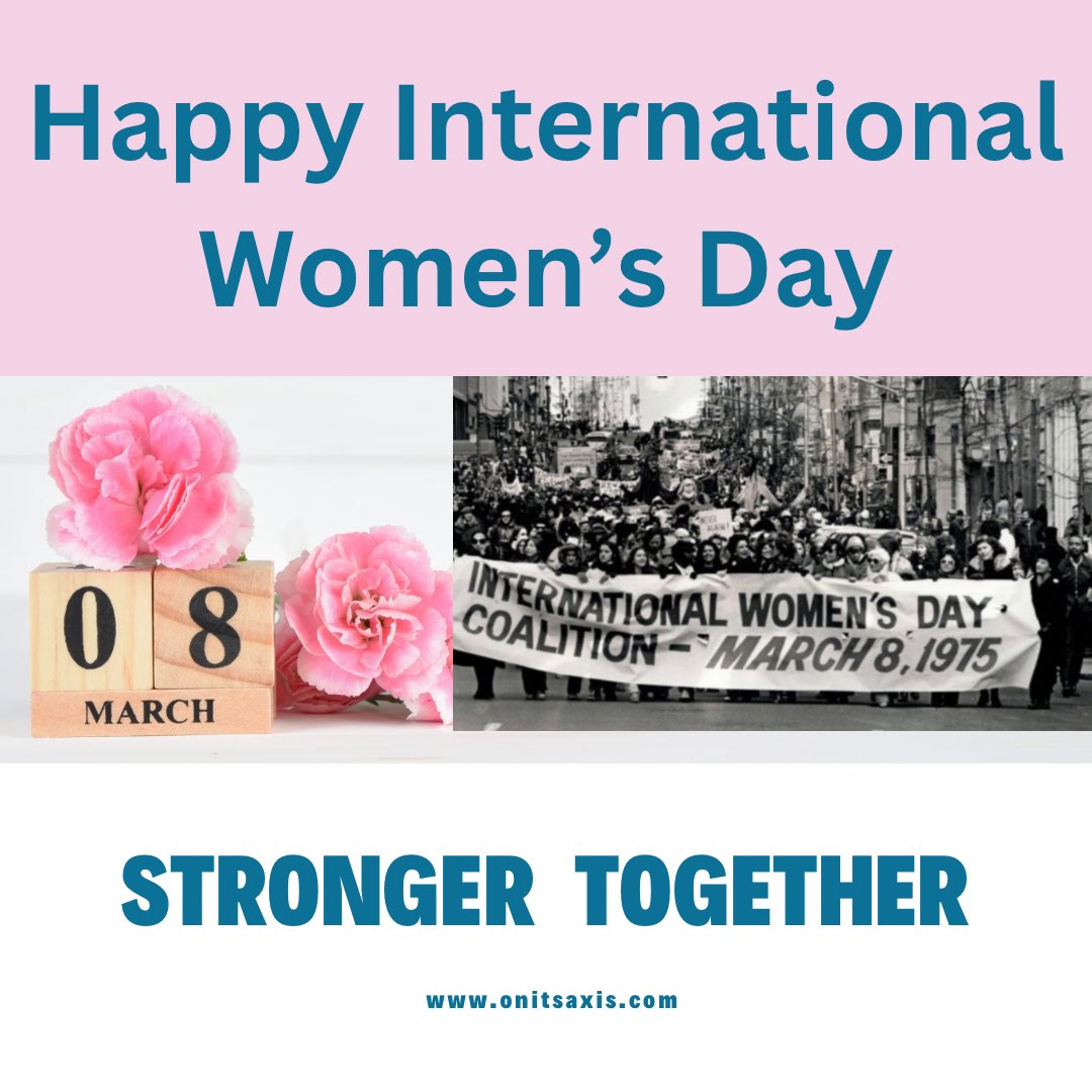 onitsaxis's tweet photo. 🌍 Happy International Women's Day! 

Today, we honor the achievements and progress made by women worldwide. 

At ON ITS AXIS, we are committed to supporting and empowering women in the workplace and beyond. 

Together, let's create a more inclusive and equal world. 
#IWD https://t.co/OAEskp5trb