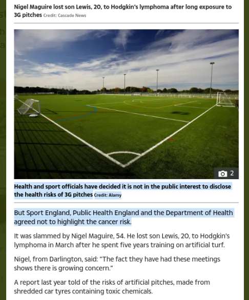 3G ⚽️ PITCHES: HEALTH RISKS, ENVIRONMENTAL DAMAGE tweet media