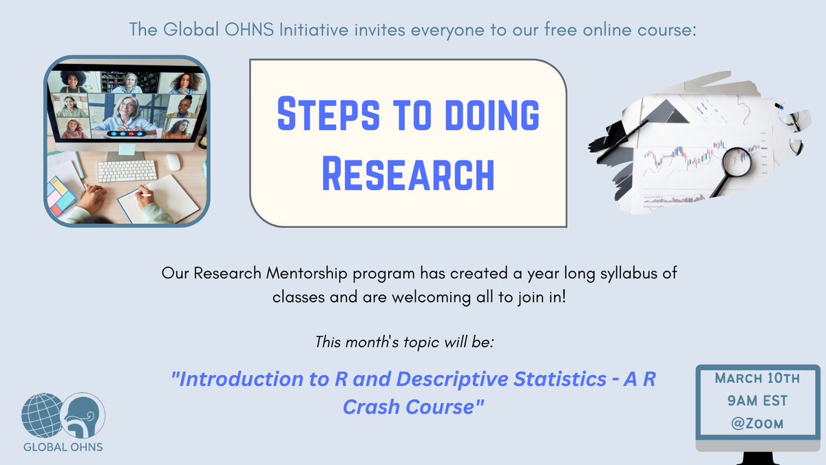 This weekend, on March 10th 9am EST, we will be having another session in our 'Steps to Doing Research' online course! This week we will be looking at using the statistical software 'R'. We invite all to come out to this free course! DM us for the meeting link #Research