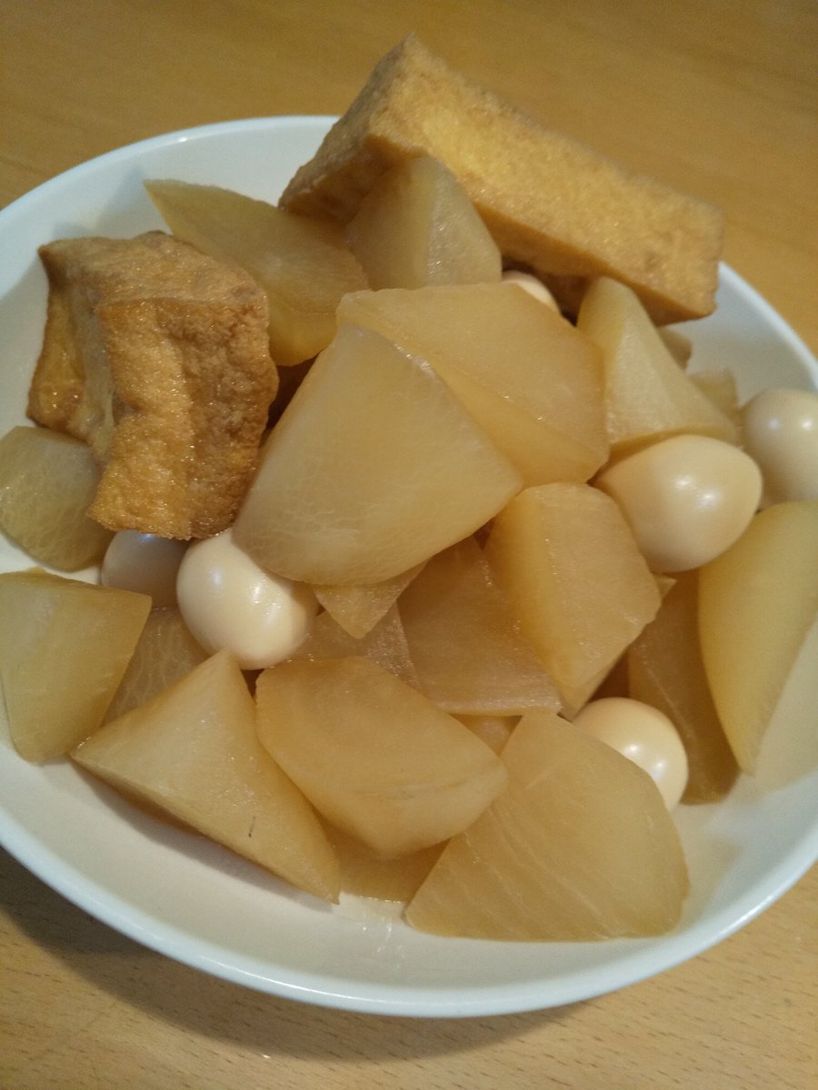 Nancy34512's tweet photo. 昨日の晩に炊いて食べたよ〜
うずら卵と揚げ豆腐も入れて、なかなかのボリューム😘
ごちそうさまでした❗ https://t.co/I23R0Xjwvm