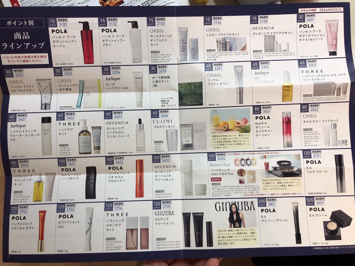 ポーラオルビス 株主優待 60ポイント ２セット 株主優待 #優待クロス ・4927 ポーラ・オルビスホールディングス 12月