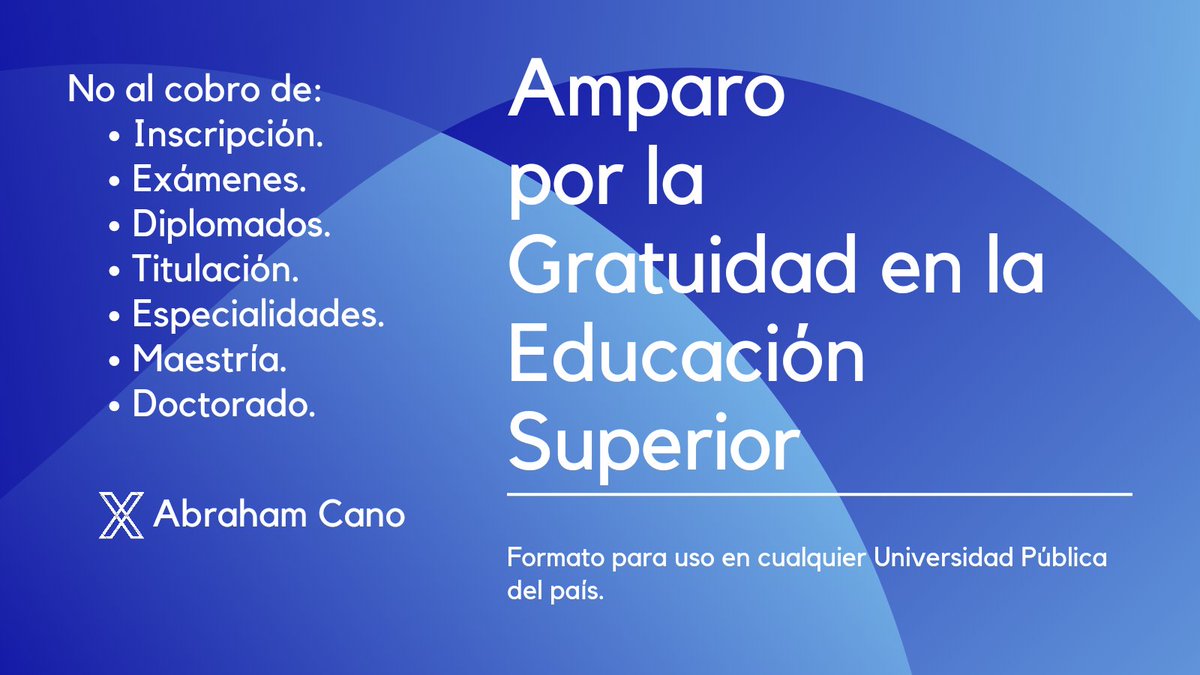 Les dejo el amparo por el cobro en la educación superior. Yo lo promoví por el cobro de diplomados de la <a href="/UNAM_MX/">UNAM</a> y <a href="/FES_ACATLAN/">FES ACATLÁN - UNAM</a> mi sentencia favorable está en la <a href="/SCJN/">Suprema Corte</a> 

Denle difusión máxima Si tienen dudas en su llenado y presentación estoy para ustedes forms.gle/iEANtbNa5iLaSf…