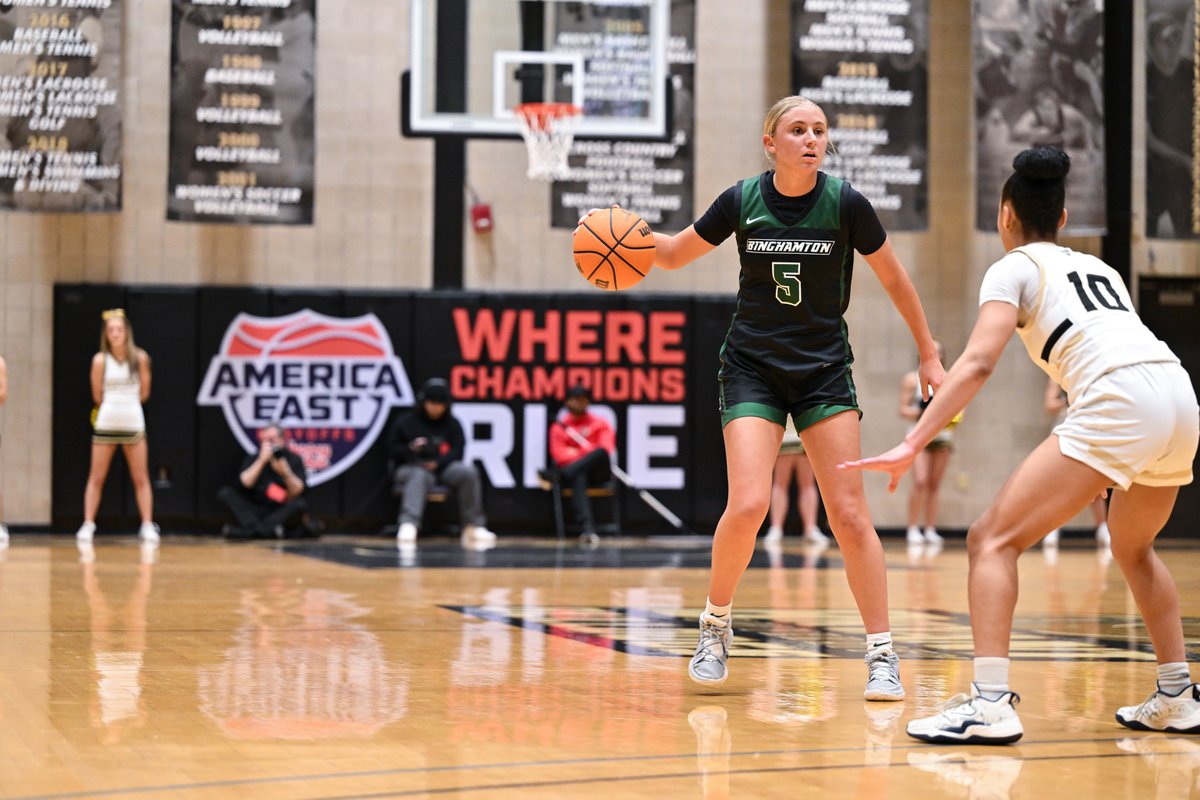 BinghamtonUWBB's tweet photo. Courtesy of Geoff Bolte, check out these photos from tonight's @AmericaEast 56-51 quarterfinal win at Bryant! Next stop - the semifinals at Maine on Monday at 6 pm! #AEChamps  @binghamtonu @binghamtonalum #ONEBinghamton #ClawsOut https://t.co/YHAUiT3cwR
