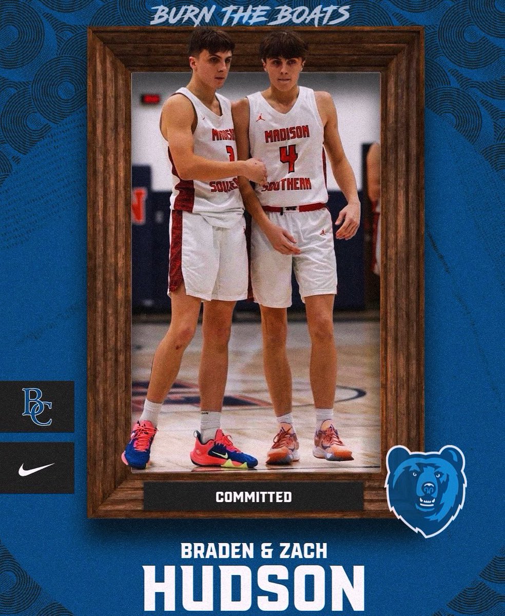 We are thrilled to announce the commitment of the Hudson Twins (Braden &amp; Zach) to Berea College! Two of the winningest players in Madison Southern basketball history, both carry a 4.0 GPA in the classroom &amp; a competitive fire on the court!  Welcome to the family bros 👯