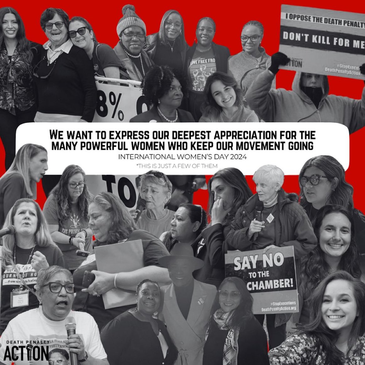 On #InternationalWomensDay, we want to express our heartfelt appreciation for the incredible women in our movement. Thank you for your tireless efforts in striving for a more just and equitable world. #EndTheDeathPenalty @DeathPenaltyAct