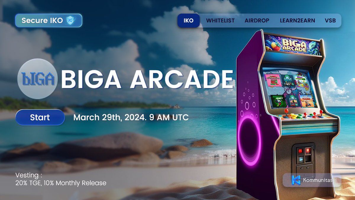 kommunitasnet's tweet photo. 🥳 #Kommunitas is super excited to announce our Secure #IKO with @bigaarcade 

🕹️ #BIGA has built a genuine worlds first solution with huge implications for gaming. They’ve turned levels in games into assets you can own.

IKO Details
Last Staking Date: 29th March 2024, 3 AM UTC
Read more: https://t.co/ay1mRoNkbV

➡️ Vote now: https://t.co/e8hdBWZaUo

$KOM #launchpad #tokenlaunch #IDO