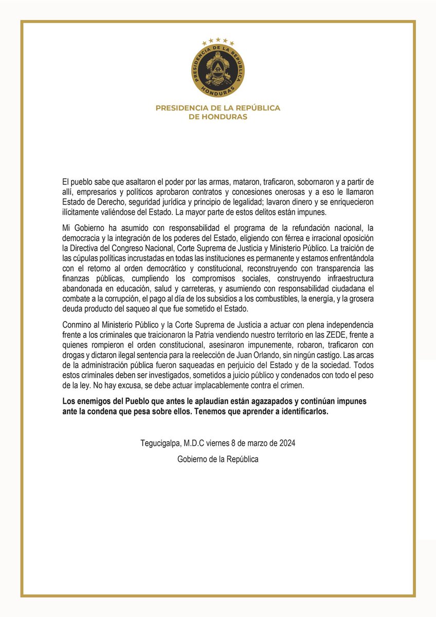 Xiomara Castro de Zelaya tweet media