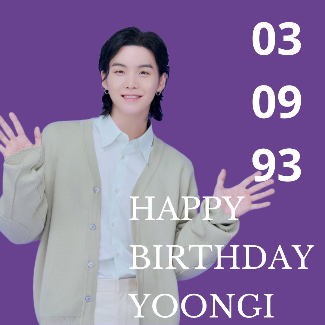 Calgary_BTS's tweet photo. 💜 HAPPY YOONGI DAY 💜

#슈가 #SUGA #아미의자랑슈가 #벌써보고싶은윤기 #HAPPY_SUGA_DAY #HappyBirthdaySUGA #HappyBirthdayYoongi https://t.co/AnZ0CwycdC