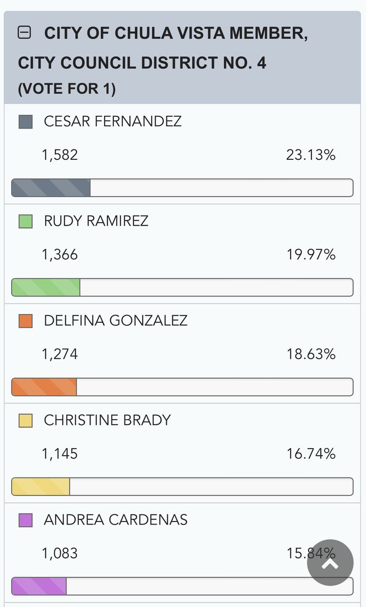 ELECTION UPDATE: convicted felon Andrea Cardenas now slipped to 5th place in re-election. Cardenas pleaded guilty to 2 felonies two weeks ago. Was in 3rd on Election Day. 1st place Cesar Fernandez lied about his previous felony drug conviction.