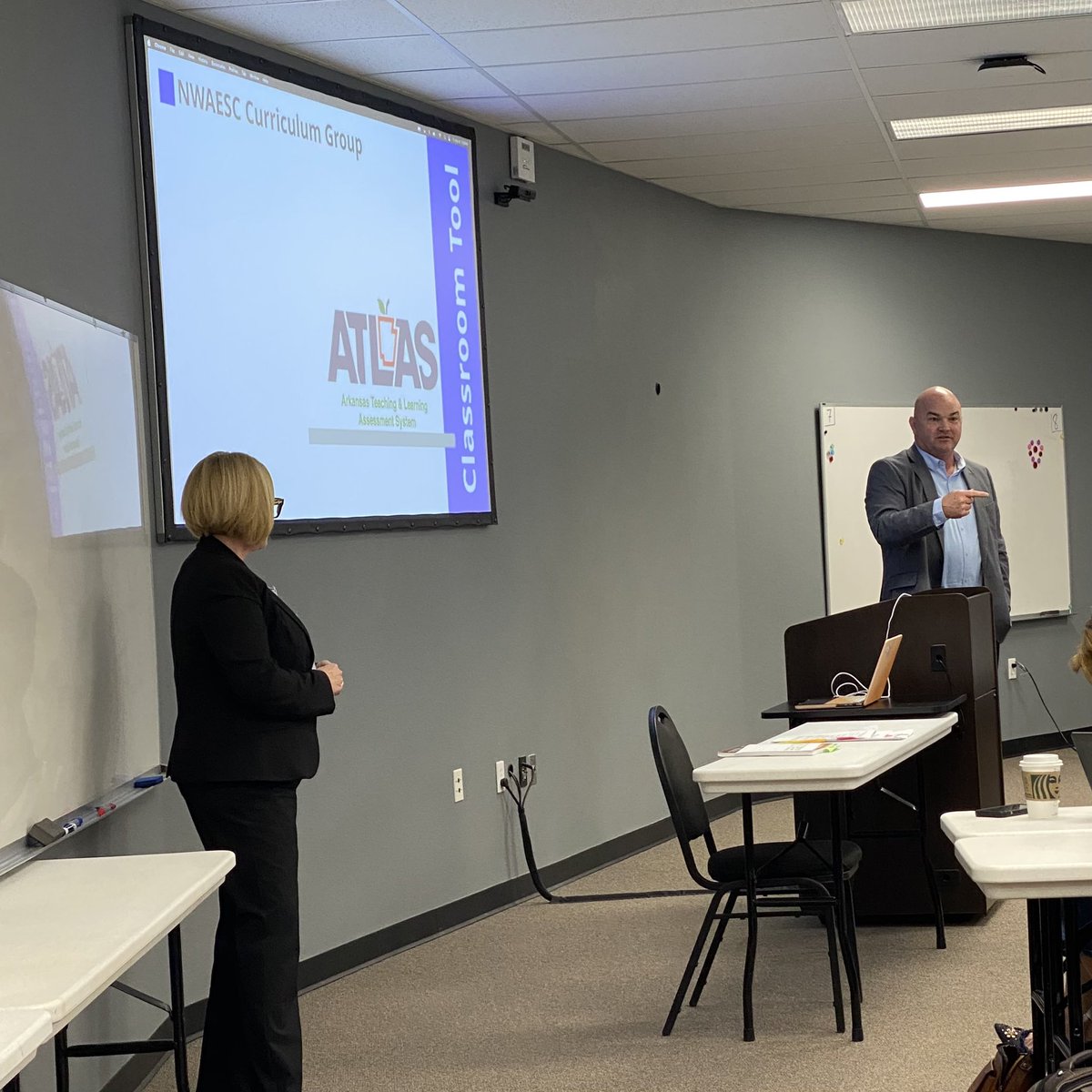 NWAESC's tweet photo. NWA Curriculum Leaders meeting. Thanks to @RogersSchools Lisa Tilmon for providing a quick overview of the ATLAS Classroom Tool and creating classroom assessments. https://t.co/ghzLMpTUFT