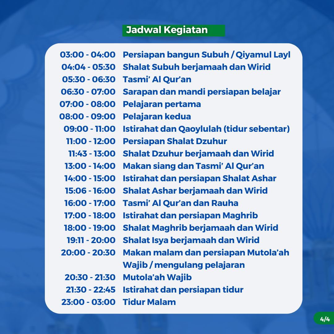 dpprabithah's tweet photo. Pondok Pesantren Rabithah Alawiyah Nur Muhammad Tahfidzul Qur'an, Cililitan - Jakarta Timur

Membuka Pendaftaran 5 - 31 Maret 2024

Info Pendaftaran
Hasan Ba'aly +6287758933605
Fahmi Al Atthos +6283872880680

@dpprabithah #RabithahAlawiyah https://t.co/ZqvwezXjgA