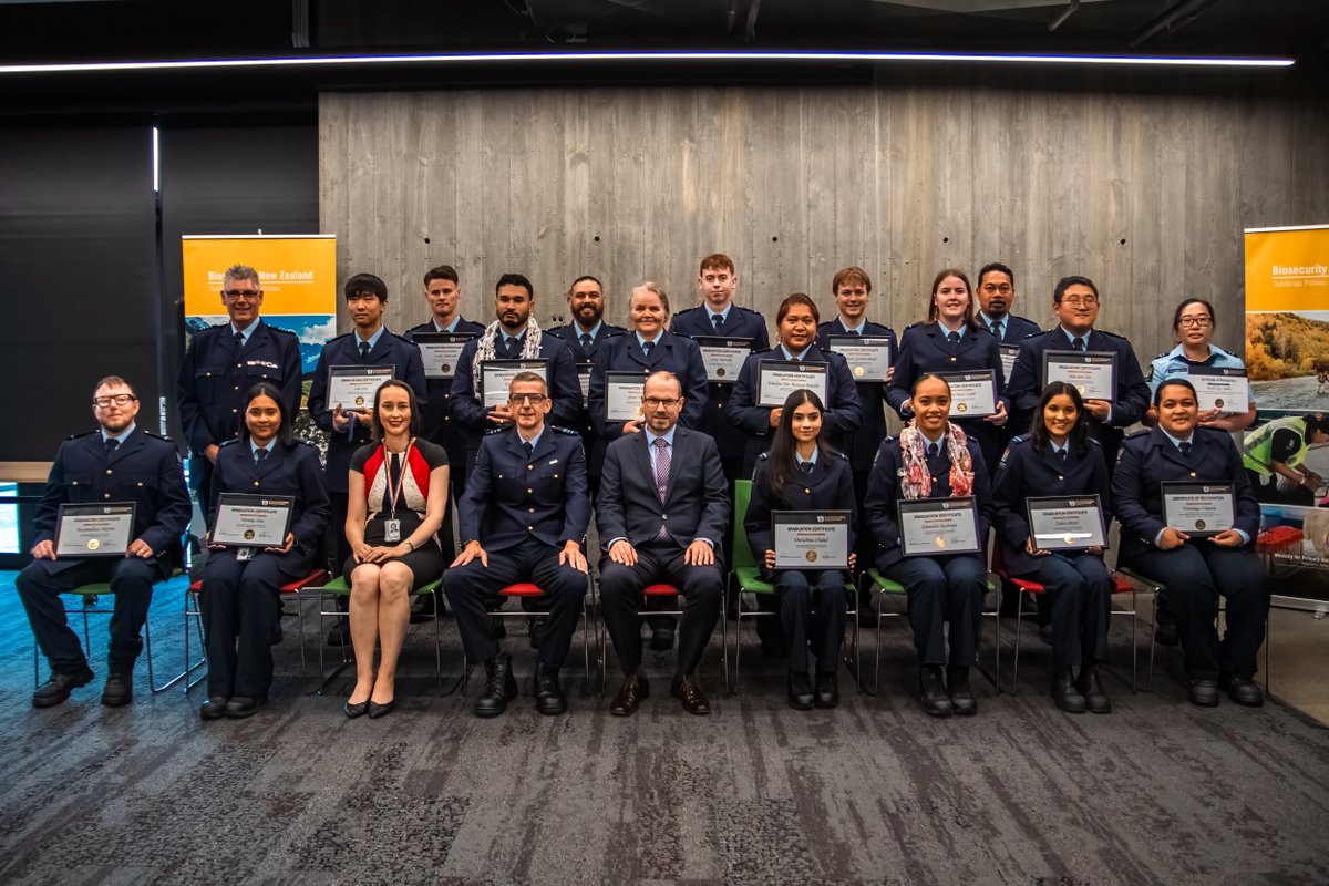 Congratulations to our 15 new quarantine officers who graduated 👏 last week in Auckland. They’ve joined the 95 new quarantine officers we welcomed last year, bolstering our frontline efforts to keep harmful pests and diseases out of the country.