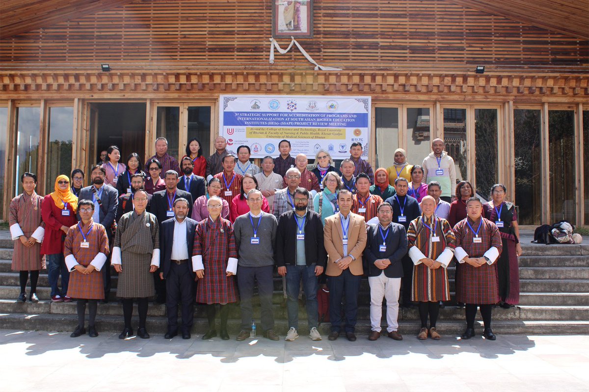 MoosaMuhammadh's tweet photo. At the Royal  University of Bhutan, with 2 other colleagues from @VillaCollegeMv, attending the project meeting of the Strategic Support for Accreditation of Programmes and Internationalisation at South Asian Higher Education Institutes under Erasmus+
#SSAPI #ErasmusPlus https://t.co/80MFNk15C5