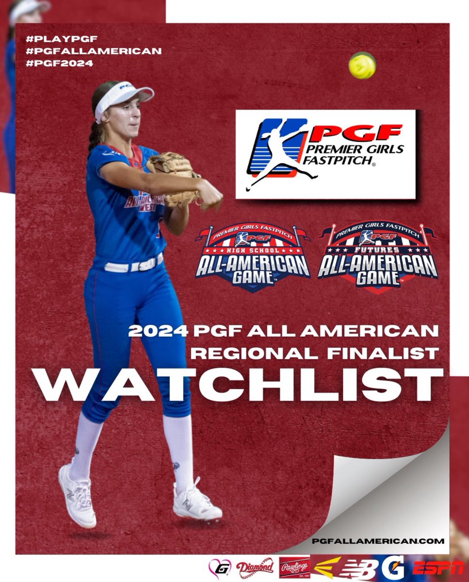 Thank you @pgfnetwork for placing me on the #PGFAllAmerican Watchlist! I am honored to be among the #bestofthebest !  @ExplosionIndian @pursoftball @D1Softball @QrRecruiter @SoftballRecruit