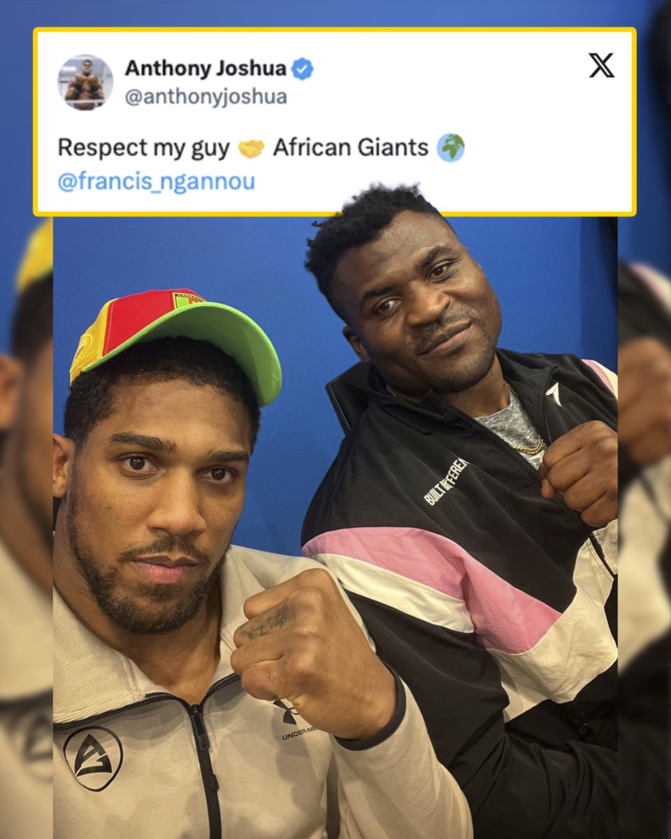 Anthony Joshua posts a picture with Francis Nganouu after their fight 🤝 #KnockoutChaos