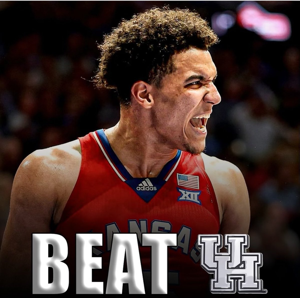 FakeDManning's tweet photo. F why NOT US, BEAT UH! Why not! WE ARE KANSAS 🔵🔴🏀! #kubball #jayhawks #rochchalk https://t.co/kmKj7qb0lq