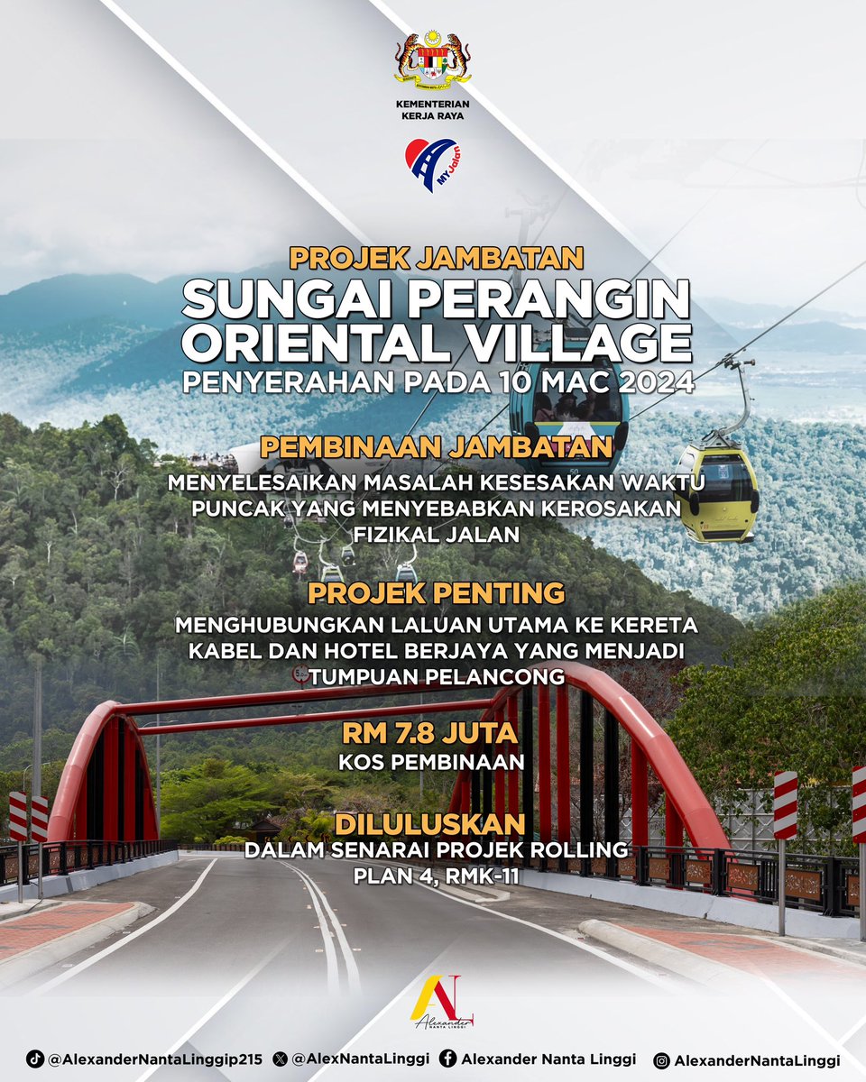 Satu lagi projek infrastruktur rakyat telah siap sepenuhnya dan sudahpun dibuka kepada semua pengguna jalan raya iaitu Jambatan Sungai Perangin Oriental Village di Langkawi, Kedah