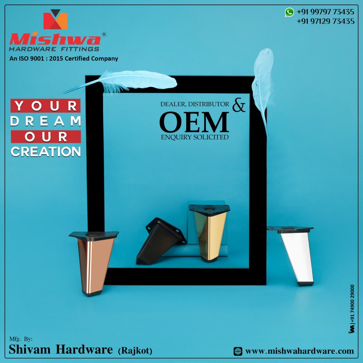 ibais_hardware's tweet photo. SHIVAM HARDWARE (RAJKOT)

For enquiry via WhatsApp click: 
https://t.co/ZFnqANFVbD

Mr. Shubham Pansuriya - 99797 73435
Mr. Rajesh Pansuriya - 97129 73435
#sofalegmanufacturers #sofalegfitting #sofalegs #sofaleghardware #sofalegdesign #hardwareproducts 
.
@ibais_hardware https://t.co/c5vduVAUAT