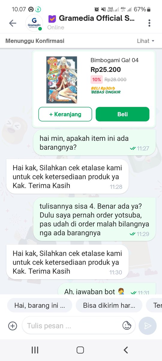 bnyli3's tweet photo. Admin @gramedia di tokped mending di ganti. Gaji buta doank. https://t.co/62IzHxKf2U