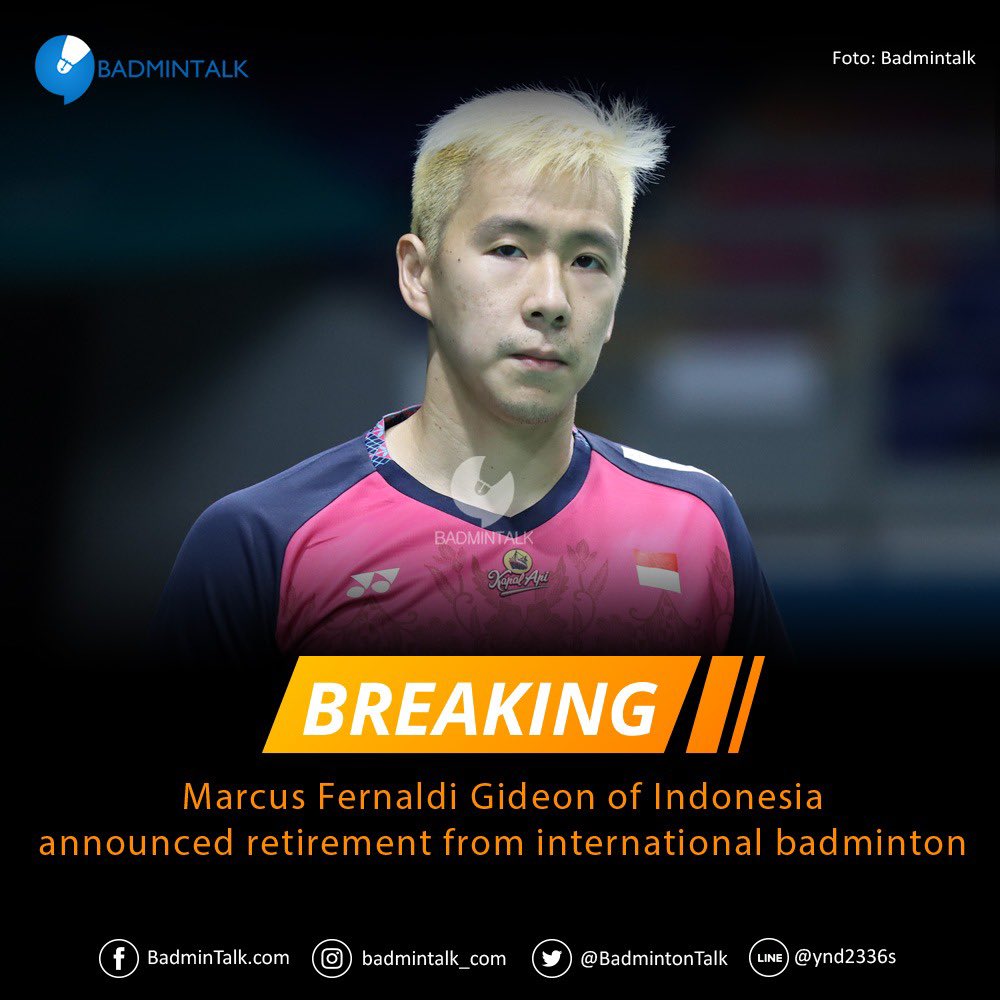 BREAKING

Marcus Fernaldi Gideon of Indonesia announced retirement from international badminton.

Thank you for all your dedication!

Happy birthday, we wish you all the best!