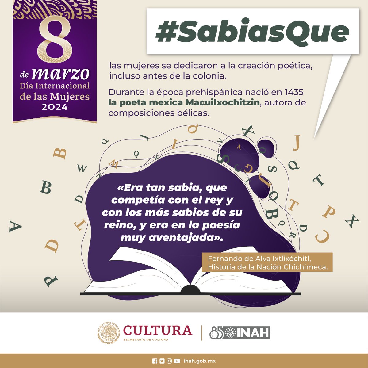 #SabíasQue las mujeres se dedicaron a la creación poética, incluso antes de la Colonia. ♀️🤔

#DiaInternacionalDeLasMujeres #8M #DiaDeLaMujer #JuntasPorLaIgualdad #JuntasPorMéxico