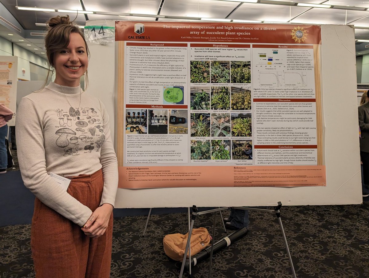 Karli Miller presenting preliminary findings <a href="/CalStateLA/">Cal State LA</a> on her succulent thermal tolerance project using <a href="/TheHuntington/">The Huntington</a> collection 
<a href="/CalStateLABio/">Cal State LA Department of Biological Sciences</a> <a href="/calstatelaNSS/">Cal State LA College of Natural & Social Sciences</a>