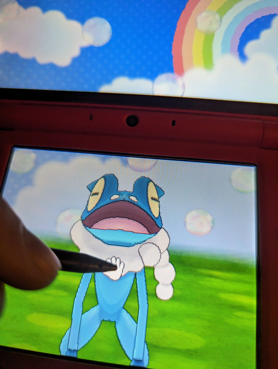 Frogadier literally has the best expression when you pet it Pokemon Amie  better also come back in PLZA, image size:904x1200