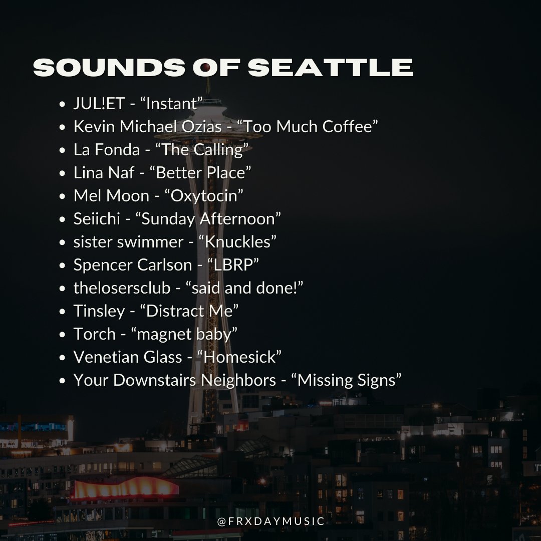 Explore the music of Seattle with our 'Sounds of Seattle' playlist--featuring an eclectic mix of tracks from up-and-coming local artists. frxday.com/post/sounds-of…