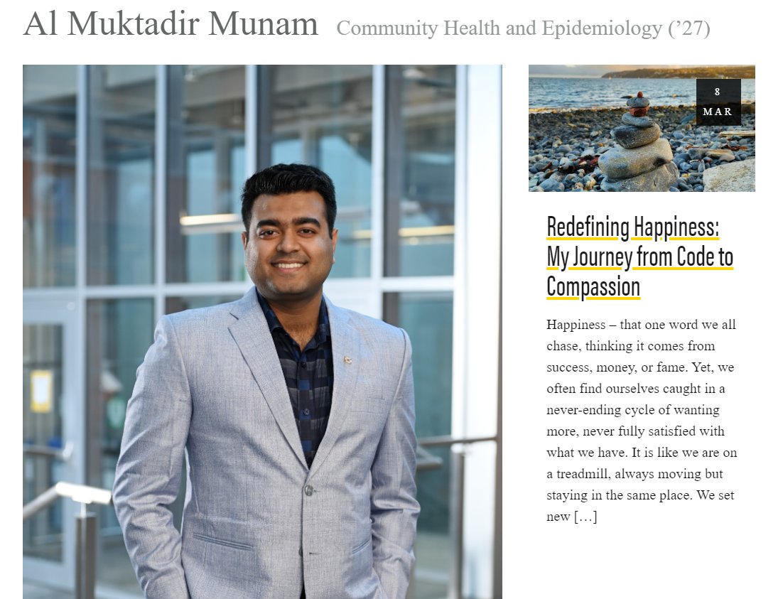 AL MUKTADIR MUNAM (@muktadir_munam) on Twitter photo Join Munam (<a href="/muktadir_munam/">AL MUKTADIR MUNAM</a>) as he shares his personal evolution from computer science to mental health advocacy & explores the pivotal role of our environment and upbringing in our quest for true happiness. Check out the blog: blogs.dal.ca/openthink/auth…
#mentalhealth #happiness🚀 Join Munam (<a href="/muktadir_munam/">AL MUKTADIR MUNAM</a>) as he shares his personal evolution from computer science to mental health advocacy & explores the pivotal role of our environment and upbringing in our quest for true happiness. Check out the blog: blogs.dal.ca/openthink/auth…
#mentalhealth #happiness🚀