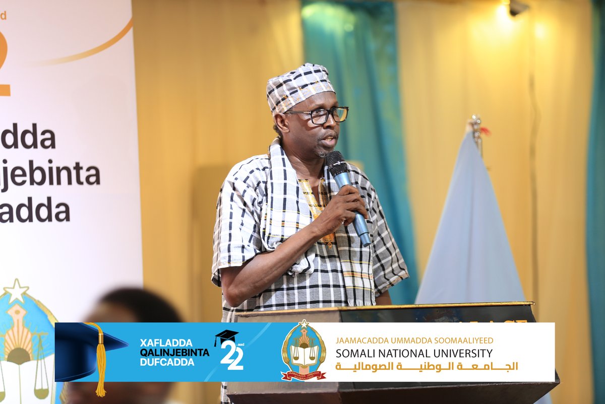 Somali_NU's tweet photo. The rector of SNU Prof. Hassan Osman Ga’al, congratulates all students on their big achievements.
#SNUGraduation2024 https://t.co/r5cOWf8q84