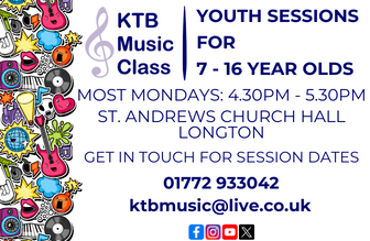 Kate M & her team will be back this Monday (11th March) for another Youth Session. We'll be starting to learn pieces for our first public performance, playing a new game lead by Amelia and as always, having lots of fun. If you or you child are aged 7-16 then come join us!