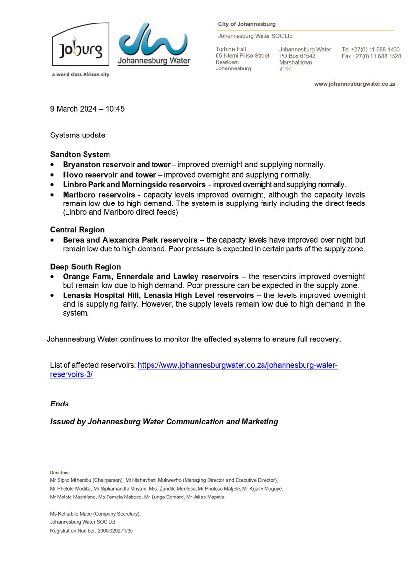 Johannesburg Water tweet media
