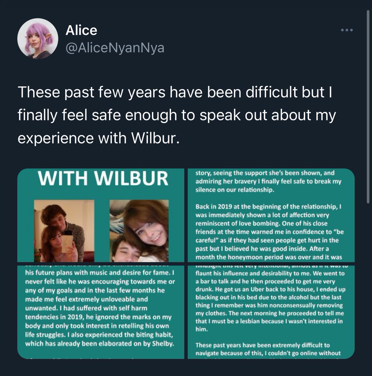 c1oomy's tweet image. The way this man had us FOOLED. I’m so fucking disappointed. Wilbur Soot needs some sort of punishment from the law. Abuse and SA is not a joking matter. #ShelbySupportSquad #AliceSupportSquad