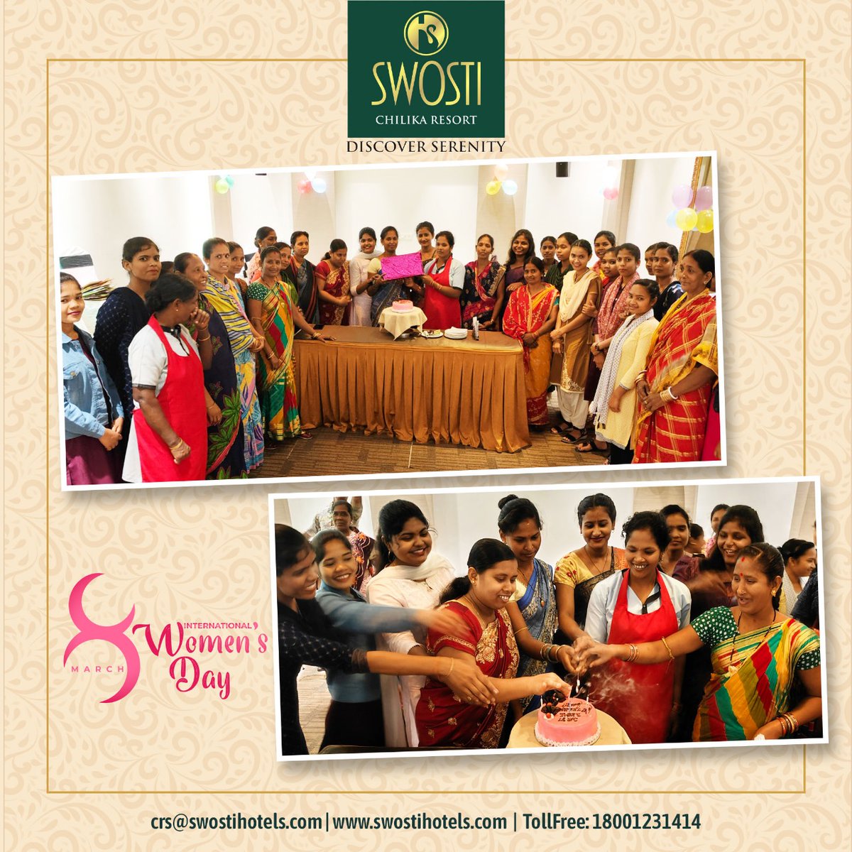 swostihotels's tweet photo. ☺Grateful for a day of laughter, love, and empowerment at Swosti Chilika Resort on International Women's Day! 💃 Cheers to the amazing women who brighten our lives every day! 🌟✨

#internationalwomensday #celebrations #SwostiChilikaResort #ecoresort #bestresort #Odisha https://t.co/8oYFAzVRZB