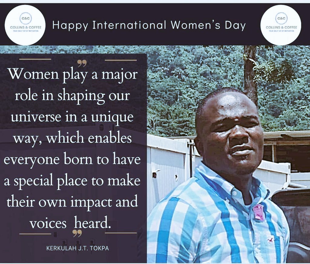 International Women's Day Message from TRF Champion, Kerkulah JT Tokpa, Jr. 'Women play a major role in shaping our universe in a unique way, which enables everyone born to have a special place to make their own impact and voices heard.' W: trf-inc.org #TRF #IWD