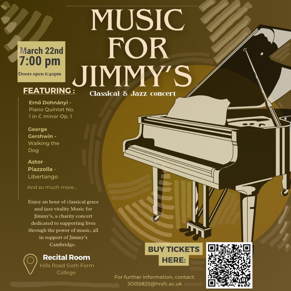 Josh O’Neill, a Y12 student, has organised a charity concert to raise money for Jimmy’s night shelter! The concert will take place on March 22nd from 7pm – 8:30pm in the College's Recital Room. Get your tickets today! buff.ly/3IlwNLt
