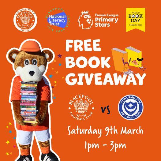 BFCCT_'s tweet photo. Today's the day!📚

In partnership with @Literacy_Trust we have over 500 books to giveaway!

Join us down in the Education and Community Centre in the Northwest corner of Bloomfield Road stadium before Blackpool FC  face Portsmouth FC.⚽️📚

@PLCommunities https://t.co/ZXjas96jJk
