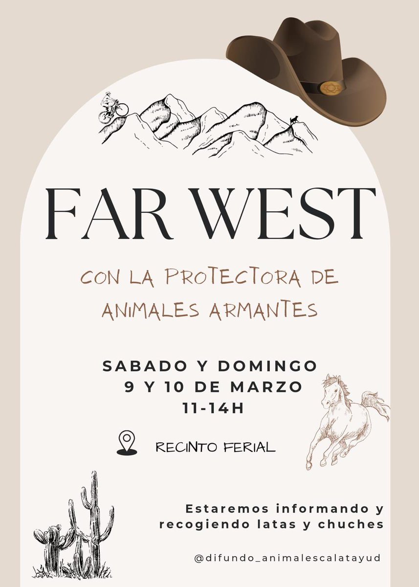 Hoy y mañana estaremos con un pequeño stand en la Far West 🚴

Podéis acercaros a informaros y también traernos alguna donación como latas

Vamos a tener muy buena compañía, con Barón, uno de nuestros perretes que busca hogar…así que no dudes en venir a conocerlo 🐕❤️