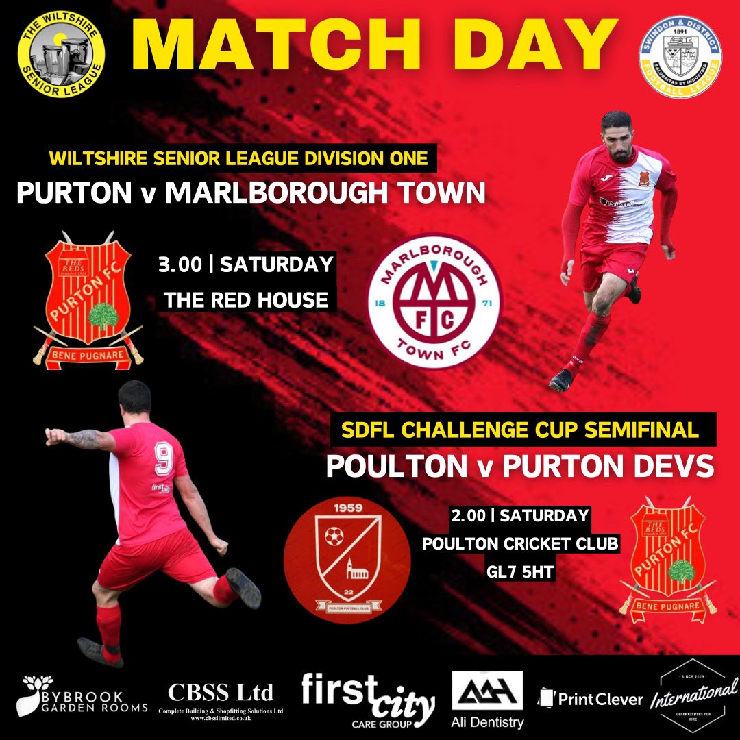 It’s match day… 

🔴The firsts will be hosting @MarlboroughTnFC in the @WiltsLeague at 3pm 

🏆The Devs will travel to @PoultonFC22 for the semifinal of the @sdflswindon Challenge Cup at 2pm 

🔴Two huge matches, all support appreciated