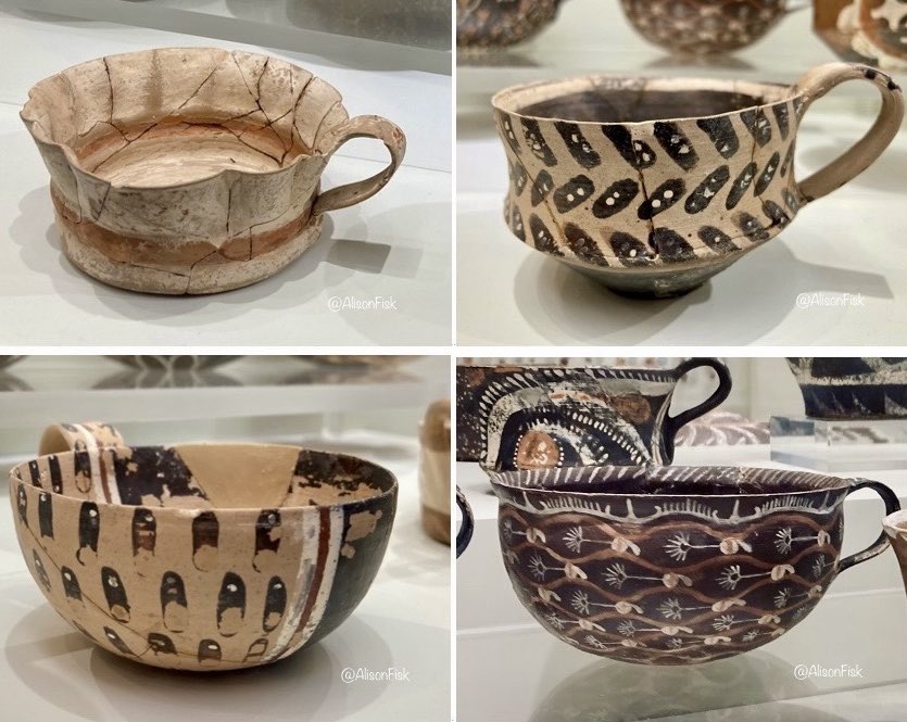 Sipping my morning coffee ☕️ and thinking about these marvellous Minoan cups created by Bronze Age potters some 3,800 years ago.

Wouldn’t look too out of place today! 

This type of Minoan pottery is known as Kamares Ware. Kamares Ware vessels are said to have been used in